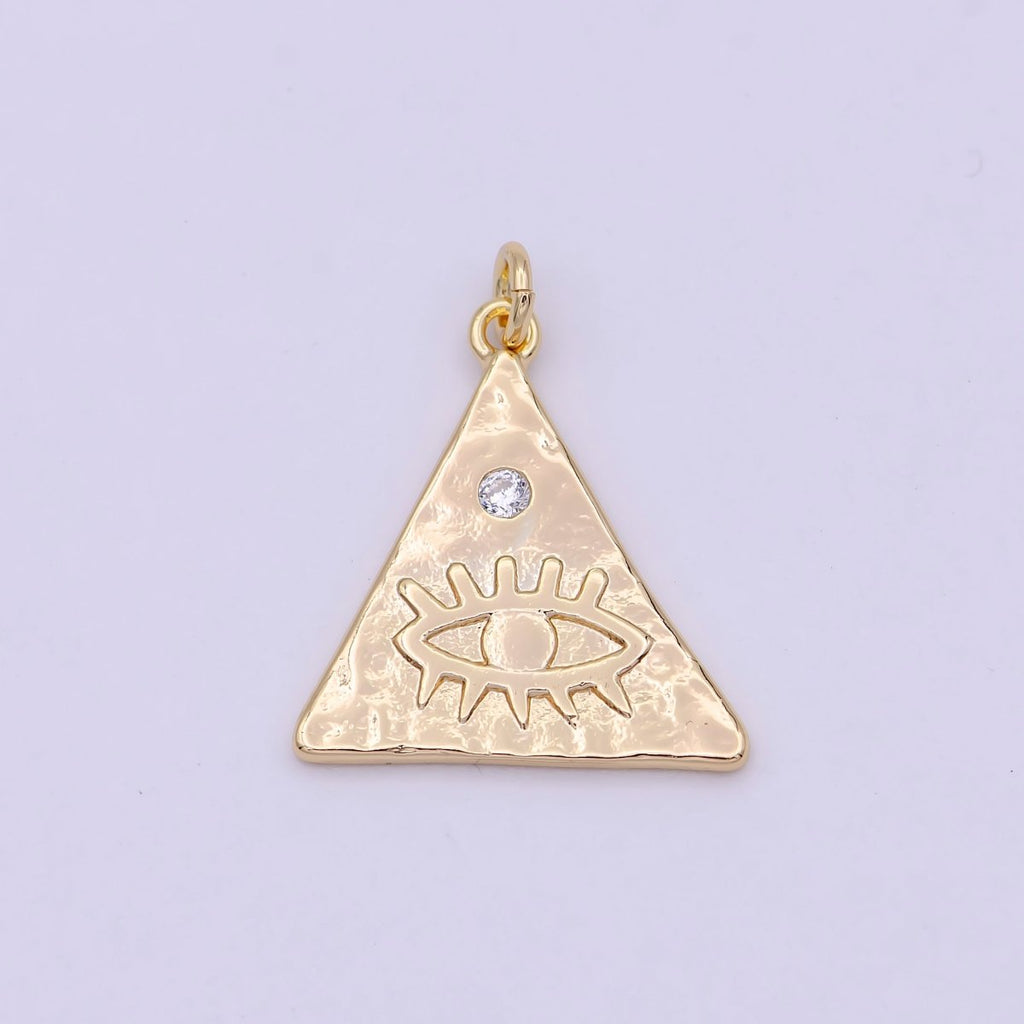 Dainty Triangle Evil Eye Charm Eye of Ra Amulet Pendant for Necklace Earring Bracelet Supply N-364 - DLUXCA