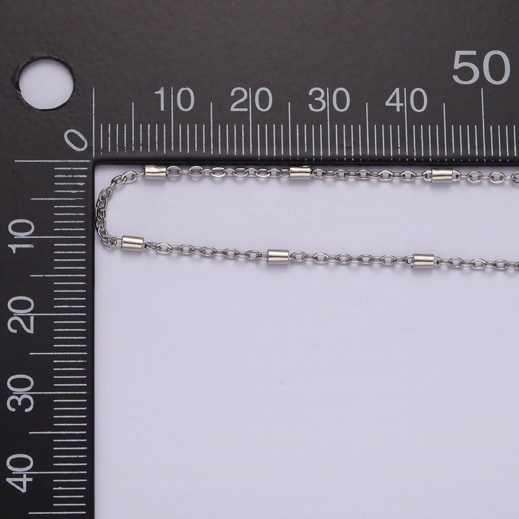 Dainty Tube Satellite Chain Necklace Stainless Steel 18 inch Tube cable Link Necklace in Silver | WA-2386 - DLUXCA