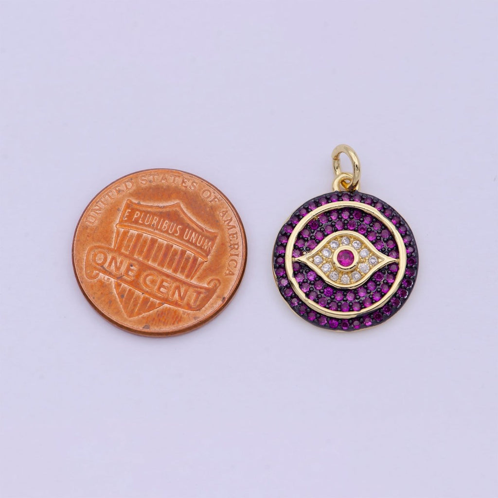 Dainty Turquoise Evil Eye Pendant for Necklace Charm in 24k Gold plated Evil Eye Charm for Bracelet Necklace Earring Supply 20x15mm D-335 - DLUXCA