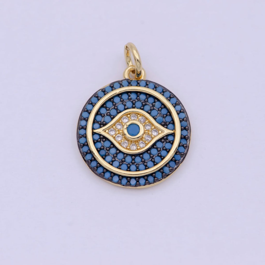 Dainty Turquoise Evil Eye Pendant for Necklace Charm in 24k Gold plated Evil Eye Charm for Bracelet Necklace Earring Supply 20x15mm D-335 - DLUXCA