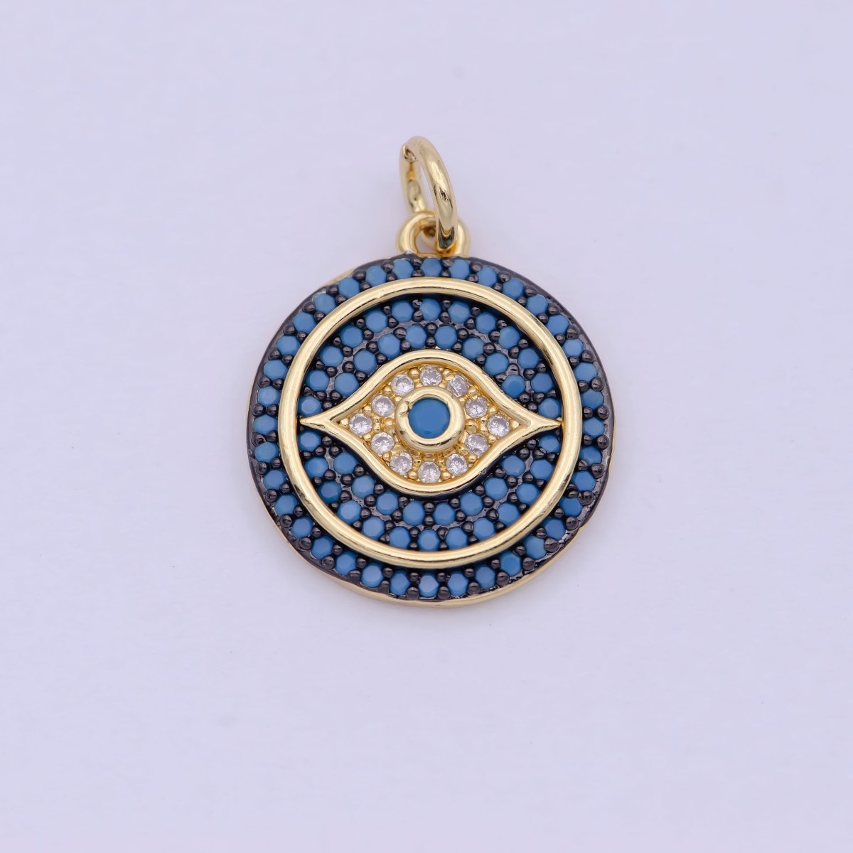 Dainty Turquoise Evil Eye Pendant for Necklace Charm in 24k Gold plated Evil Eye Charm for Bracelet Necklace Earring Supply 20x15mm D-335 - DLUXCA