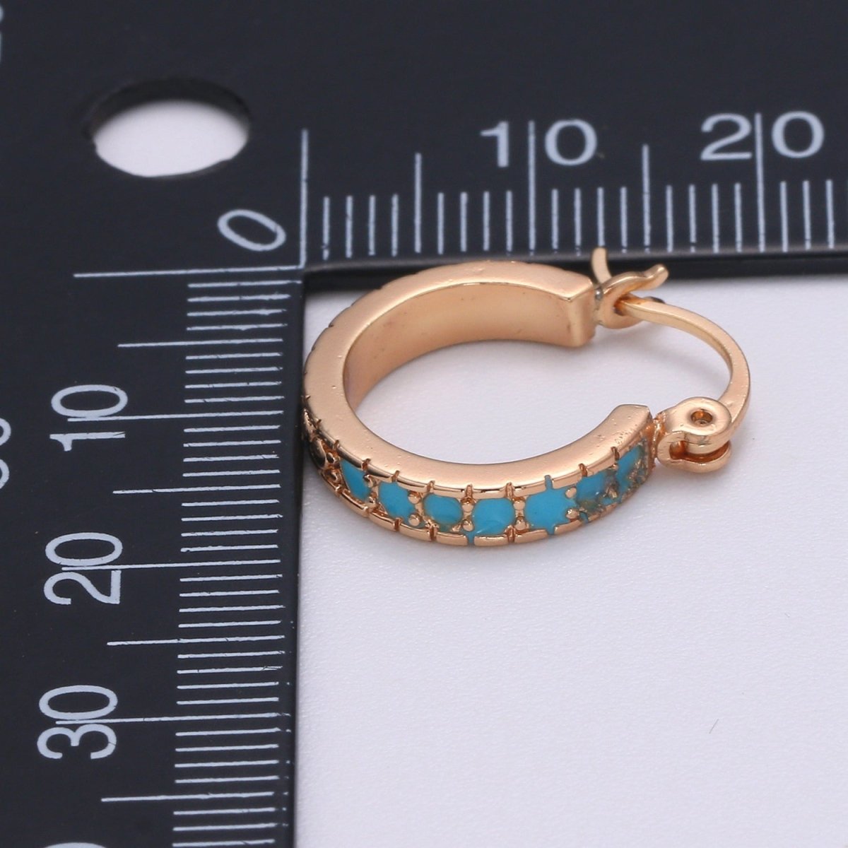 Dainty Turquoise Hoop Cz Earring Gold plated Earring Everyday Wear Minimalist Jewelry P-180 - DLUXCA