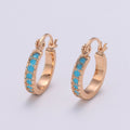 Dainty Turquoise Hoop Cz Earring Gold plated Earring Everyday Wear Minimalist Jewelry P-180 - DLUXCA