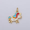 Dainty Unicorn Charms, Gold Blue Cartoon Unicorn Charm Pendant, Unicorn Charm Kids jewelry for Necklace Bracelet Earring Supply D-761 - DLUXCA