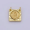 Dainty Vintage Square Lady Guadalupe Charm Religious Medallion Necklace Pendant Virgin Mary for Jewelry Making G-875 - DLUXCA