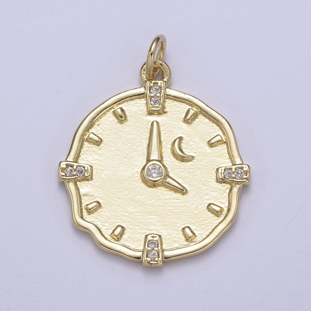 Dainty Watch Charms, Time Clock Charm,Gold plated Necklace, Bracelet, Earring Charms Pendant, DIY Jewelry Findings, Bulk, Wholesale N-687 - DLUXCA