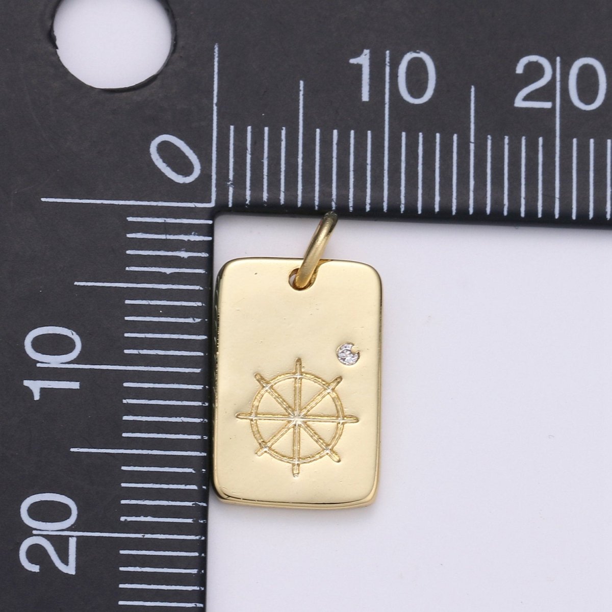 Dainty Wheels Pendant - 10x17 Charm, Wheel Pendant, Gold plated Wheel Medallion Charm Wheel Charm Bracelet Earring Necklace D-511 - DLUXCA