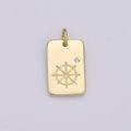 Dainty Wheels Pendant - 10x17 Charm, Wheel Pendant, Gold plated Wheel Medallion Charm Wheel Charm Bracelet Earring Necklace D-511 - DLUXCA