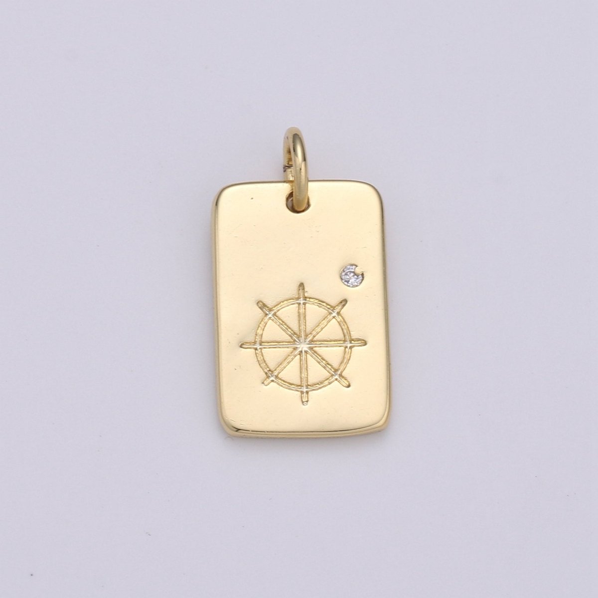 Dainty Wheels Pendant - 10x17 Charm, Wheel Pendant, Gold plated Wheel Medallion Charm Wheel Charm Bracelet Earring Necklace D-511 - DLUXCA