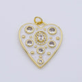 Dainty White Enamel Heart Charm, Gold plated Over Brass Heart Charm with CZ Bubble for Necklace Bracelet Earring Supply AC976 - DLUXCA