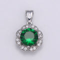 Dainty White Gold plated Gem Stone Charm Silver Pendant Classic Diamond Round Cut Cubic Gemstone Necklace Earring for Jewelry Making