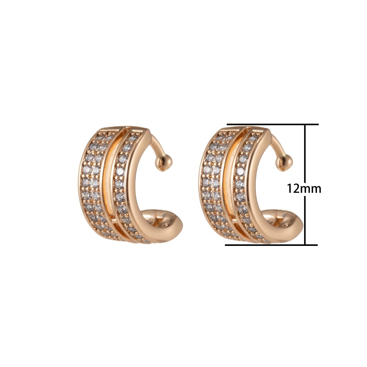 Dainty Wide Ear Cuff Gold,Wrap Earring Ear Cuff,No Piercing Earring,Dainty Ear Conch Gold plated EarCuff Earring,Wrap Earrings in Micro pave AI-030 - DLUXCA