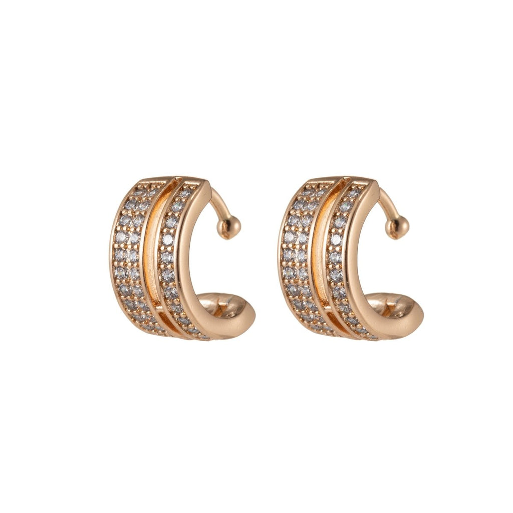 Dainty Wide Ear Cuff Gold,Wrap Earring Ear Cuff,No Piercing Earring,Dainty Ear Conch Gold plated EarCuff Earring,Wrap Earrings in Micro pave AI-030 - DLUXCA