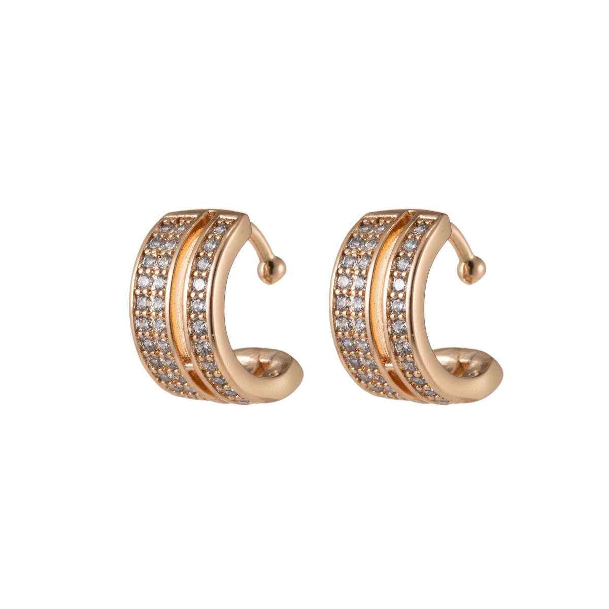 Dainty Wide Ear Cuff Gold,Wrap Earring Ear Cuff,No Piercing Earring,Dainty Ear Conch Gold plated EarCuff Earring,Wrap Earrings in Micro pave AI-030 - DLUXCA