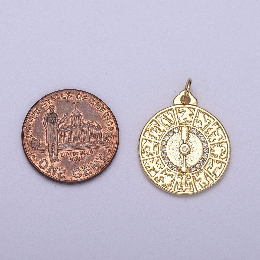 Dainty Zodiac Coin Medallion Charm for Bracelet Necklace Earring Supply N-311 - DLUXCA