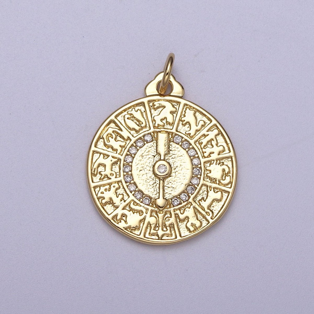 Dainty Zodiac Coin Medallion Charm for Bracelet Necklace Earring Supply N-311 - DLUXCA