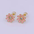 Daisy Earring Studs Floral Flower 18K Gold Plated Cute Dainty Earring for Gift T-198 ~ T-200 - DLUXCA