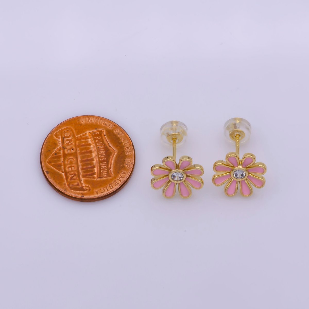 Daisy Earring Studs Floral Flower 18K Gold Plated Cute Dainty Earring for Gift T-198 ~ T-200 - DLUXCA
