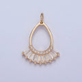 Dangle Gold Tear Drop Charm with Baguette Stone X-021 - DLUXCA