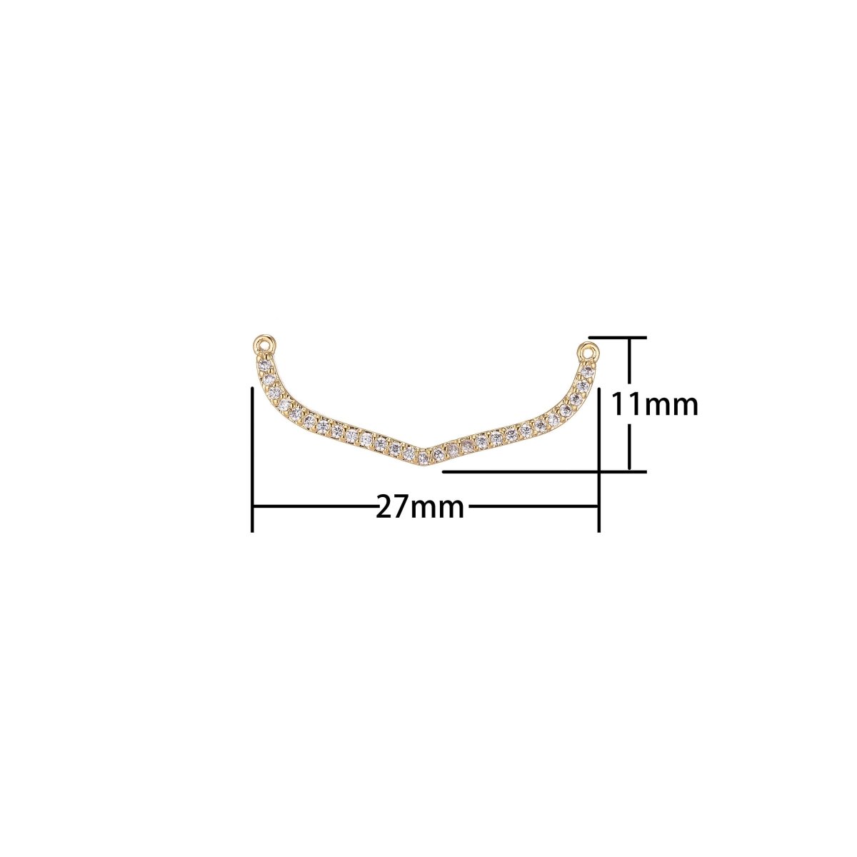 Dangle Golden Curved Bar Crystal Bracelet Connector, Elegant Micro Pave CZ Charm, Layering Necklace Pendant for Jewelry Making F-747 - DLUXCA