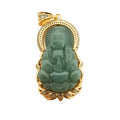 Dark Green Buddha Jade Gold plated Pendant O-167 - DLUXCA