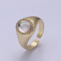 Dome Ring Cat's Eye Stone 14k Gold plated Adjustable Minimalist Statement Ring Gift S-368 - DLUXCA