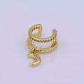 Double Band Micro Paved CZ Celestial Moon Dangle Charm Gold plated Cartilage Ear Cuff Earrings | Leo-543 - DLUXCA