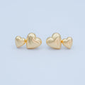 Double Minimalist Heart Stud Earrings in Gold & Silver | AE968 AE979 