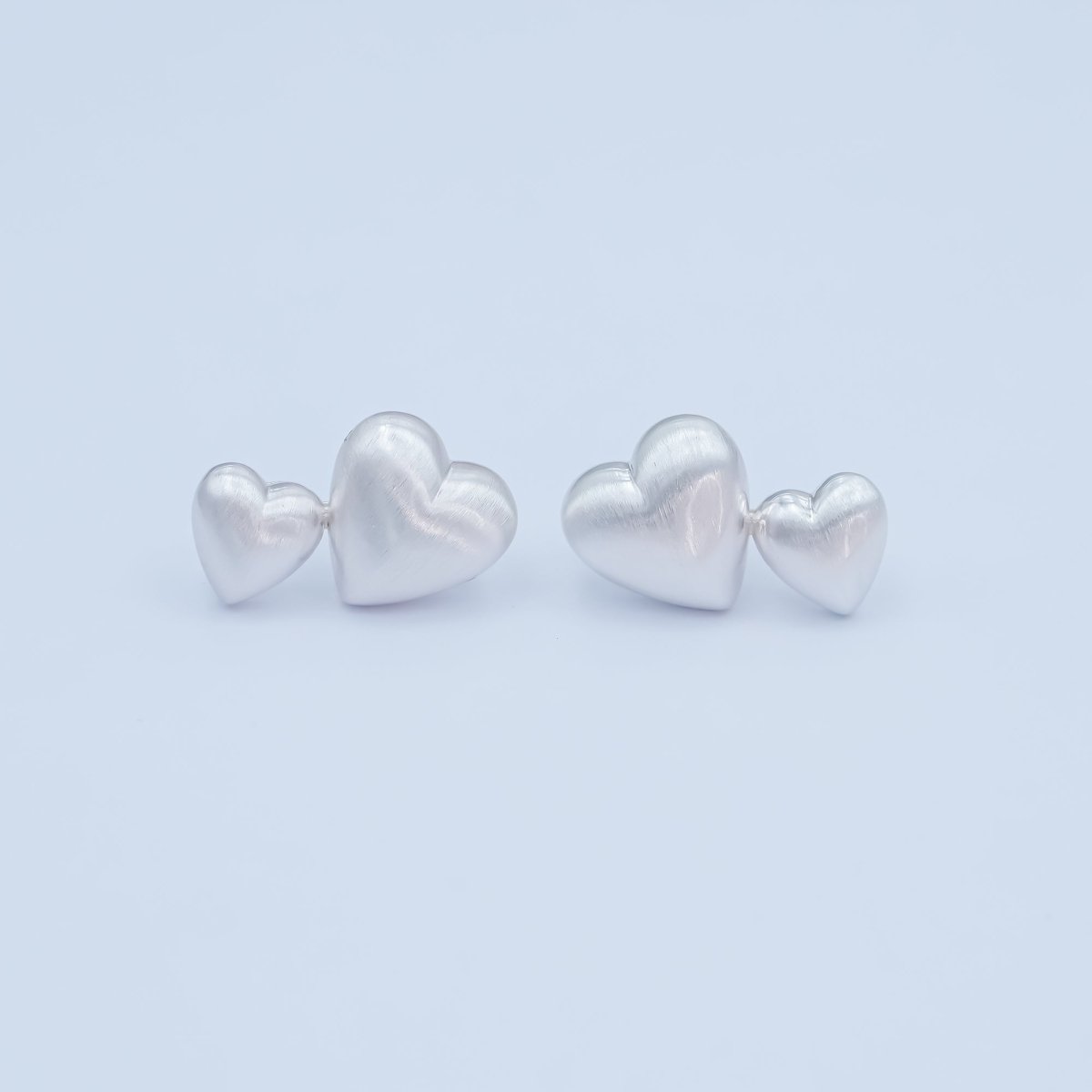 Double Minimalist Heart Stud Earrings in Gold & Silver | AE968 AE979 