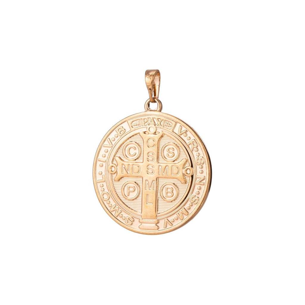 Double Sided Gold plated Coin Saint Benedict Charm Medallion for Bracelet Necklace Pendant Earring Findings for Jewelry Making H-866 I-756 - DLUXCA