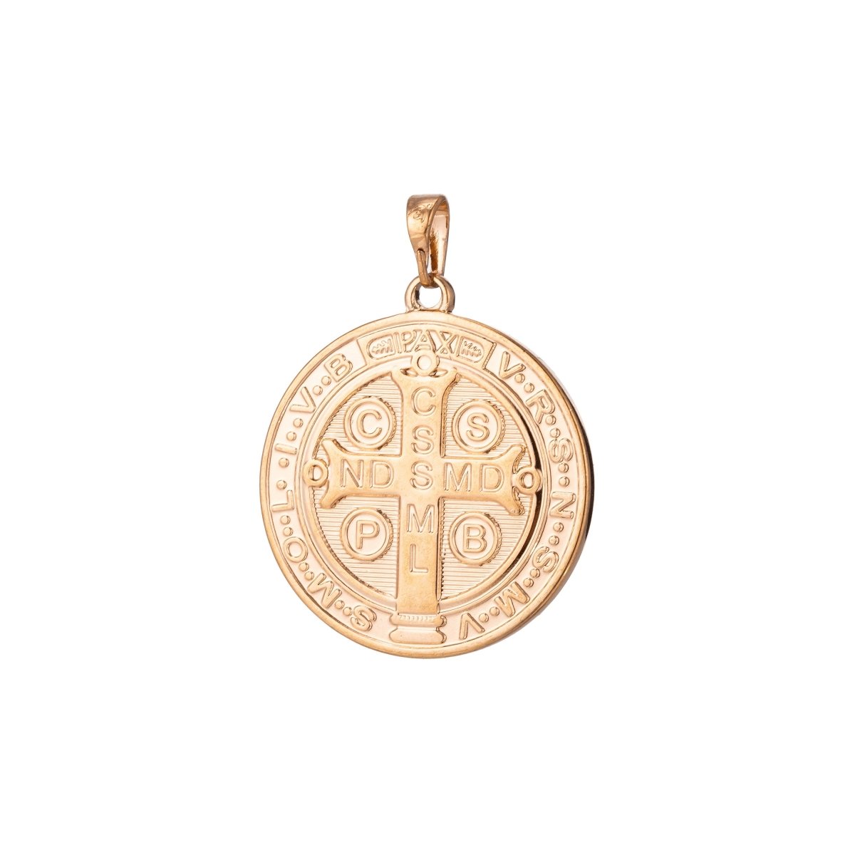 Double Sided Gold plated Coin Saint Benedict Charm Medallion for Bracelet Necklace Pendant Earring Findings for Jewelry Making H-866 I-756 - DLUXCA