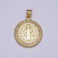 Double Sided Saint Benedict SMQLIVB PAX VRSNSMV Round Gold Pendant | AA076 - DLUXCA