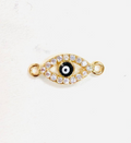 Cubic Zirconia Outlined Evil Eye Protection Gold plated  Cooper Charm Connector Crystal Rhinestone CZ Pave Czech Made For Bracelet F-338 F-615 F-616