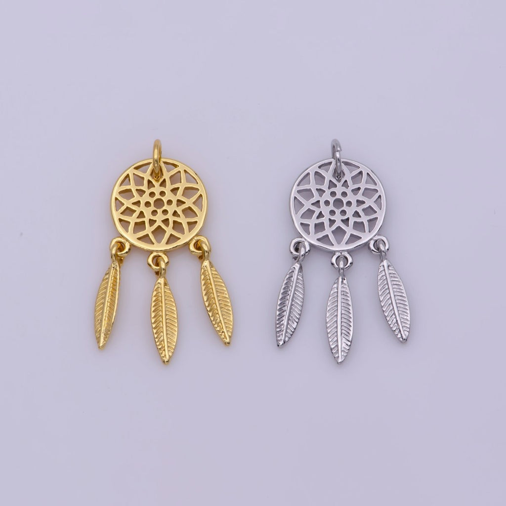 Dream Catcher Charms Gold Silver Bohemian Boho Dreamcatcher Charm Dangle Jewelry Making for Necklace Earring N-196 N-197