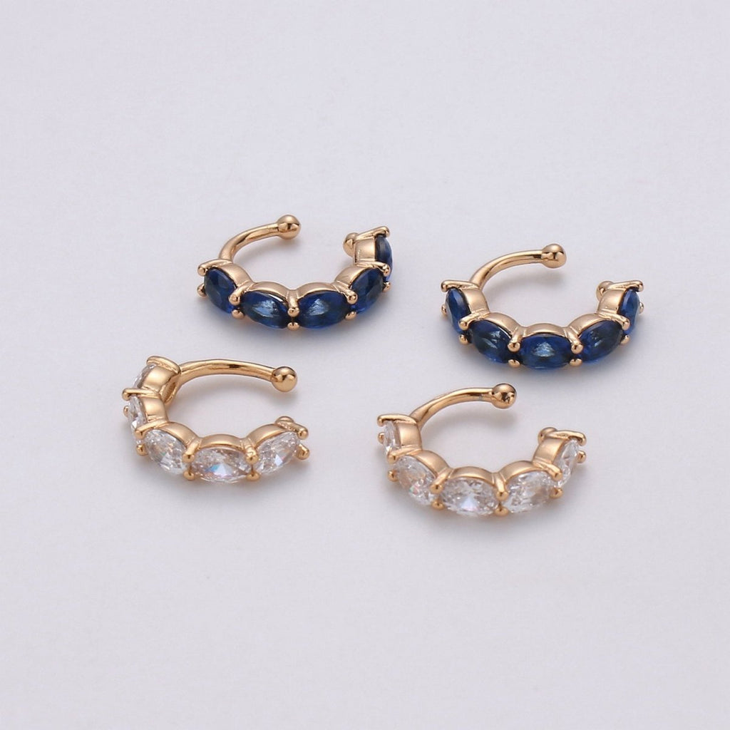 Ear cuff no piercing Gold, Blue Clear ear cuff cz, dainty cuff, gold ear cuff minimalist jewelry K-758 conch cuff cartilage cuff K-758