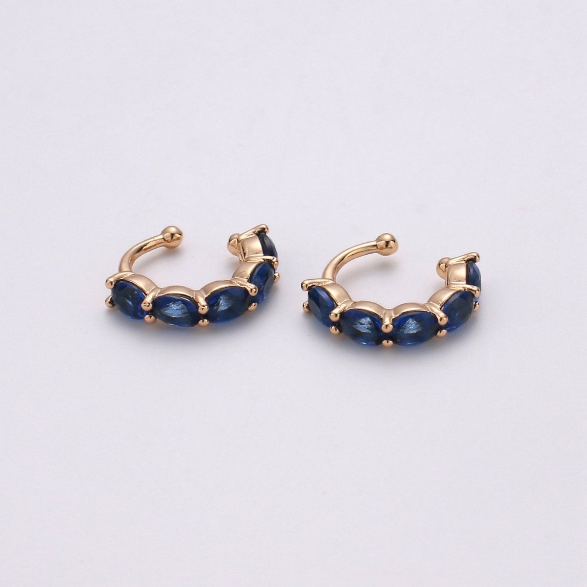 Ear cuff no piercing Gold, Blue Clear ear cuff cz, dainty cuff, gold ear cuff minimalist jewelry K-758 conch cuff cartilage cuff K-758