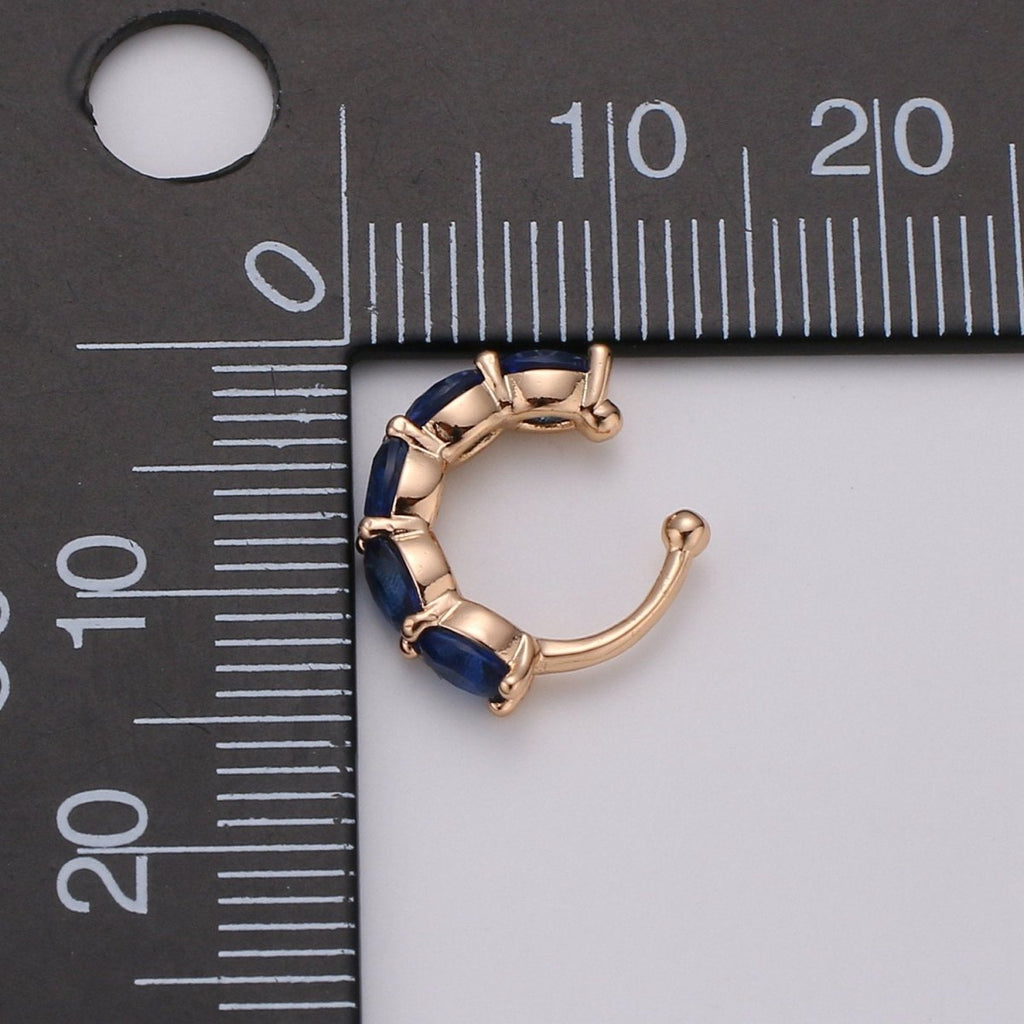 Ear cuff no piercing Gold, Blue Clear ear cuff cz, dainty cuff, gold ear cuff minimalist jewelry K-758 conch cuff cartilage cuff K-758