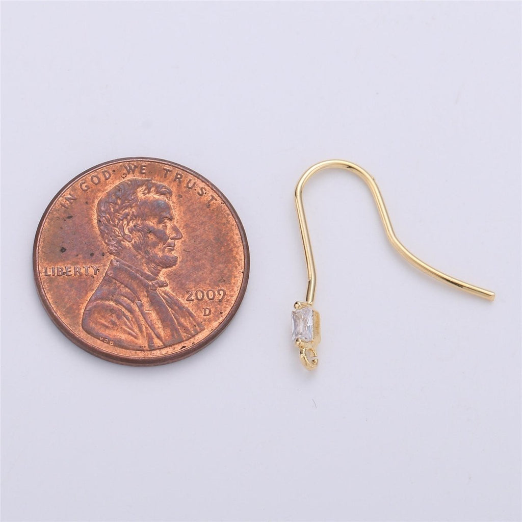 Ear Hooks1 Pair 14k Gold plated Ear Wires with Open Link for Charm, Handmade Earring Findings, Gold Earwires, DIY Jewelry Supply Component K-191 - DLUXCA