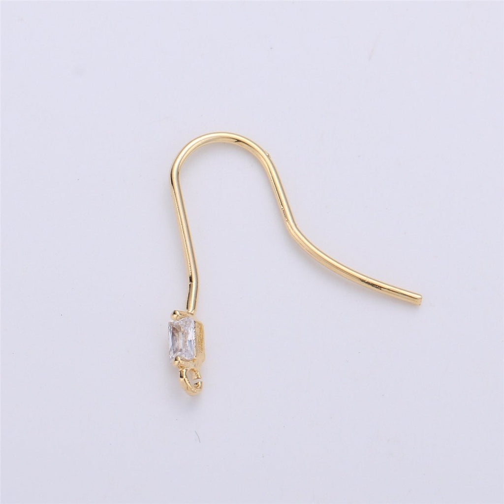 Ear Hooks1 Pair 14k Gold plated Ear Wires with Open Link for Charm, Handmade Earring Findings, Gold Earwires, DIY Jewelry Supply Component K-191 - DLUXCA