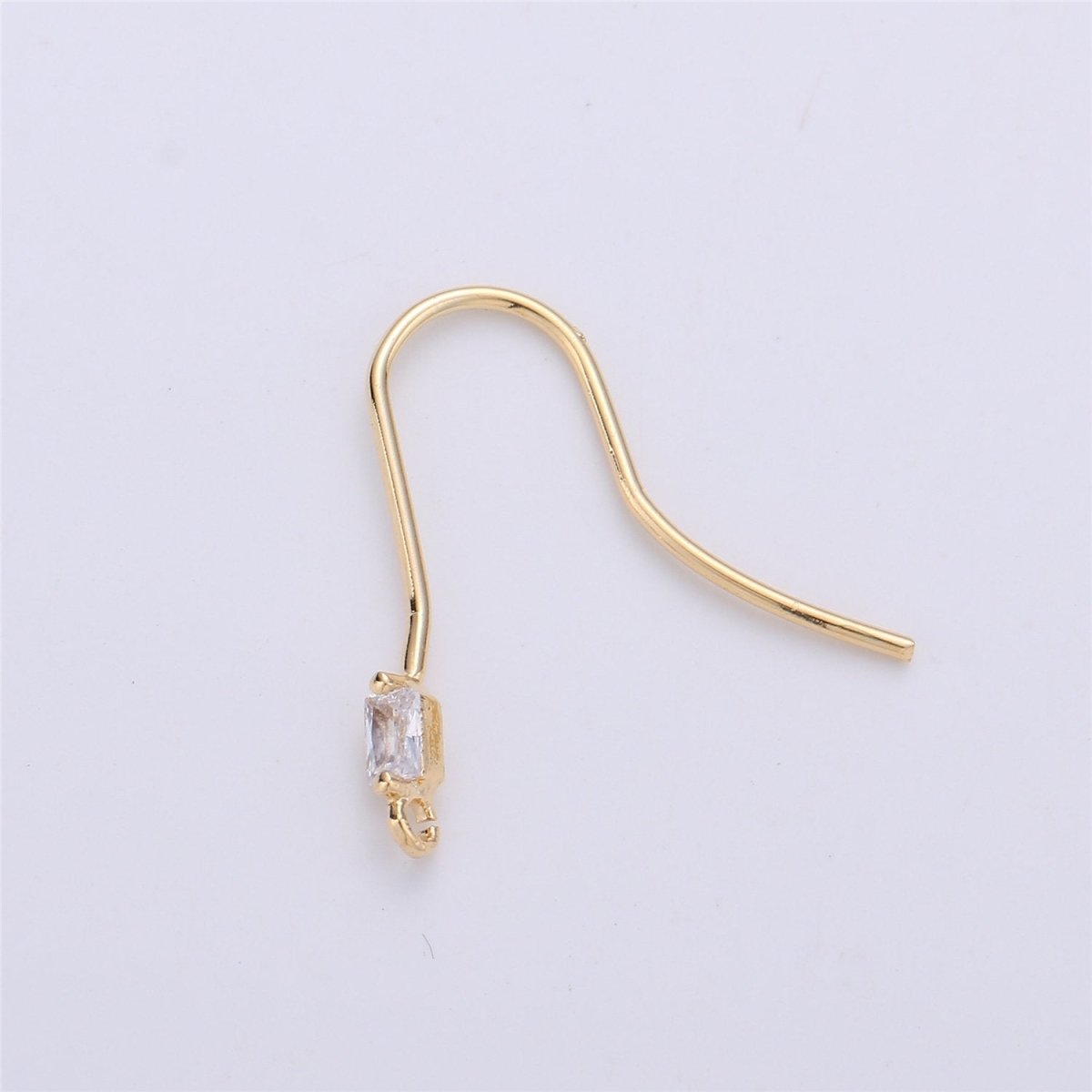 Ear Hooks1 Pair 14k Gold plated Ear Wires with Open Link for Charm, Handmade Earring Findings, Gold Earwires, DIY Jewelry Supply Component K-191 - DLUXCA