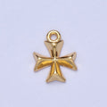 Edged Square Religious Bolnisi Cross Charm in Gold & Silver | AC048