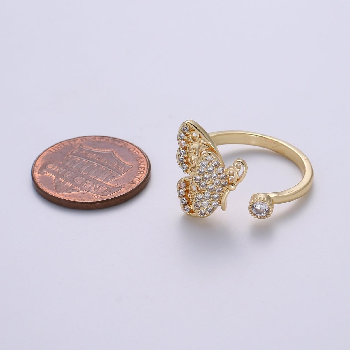 Elegant 18K Gold plated Butterfly Adjustable Ring O-359 - DLUXCA