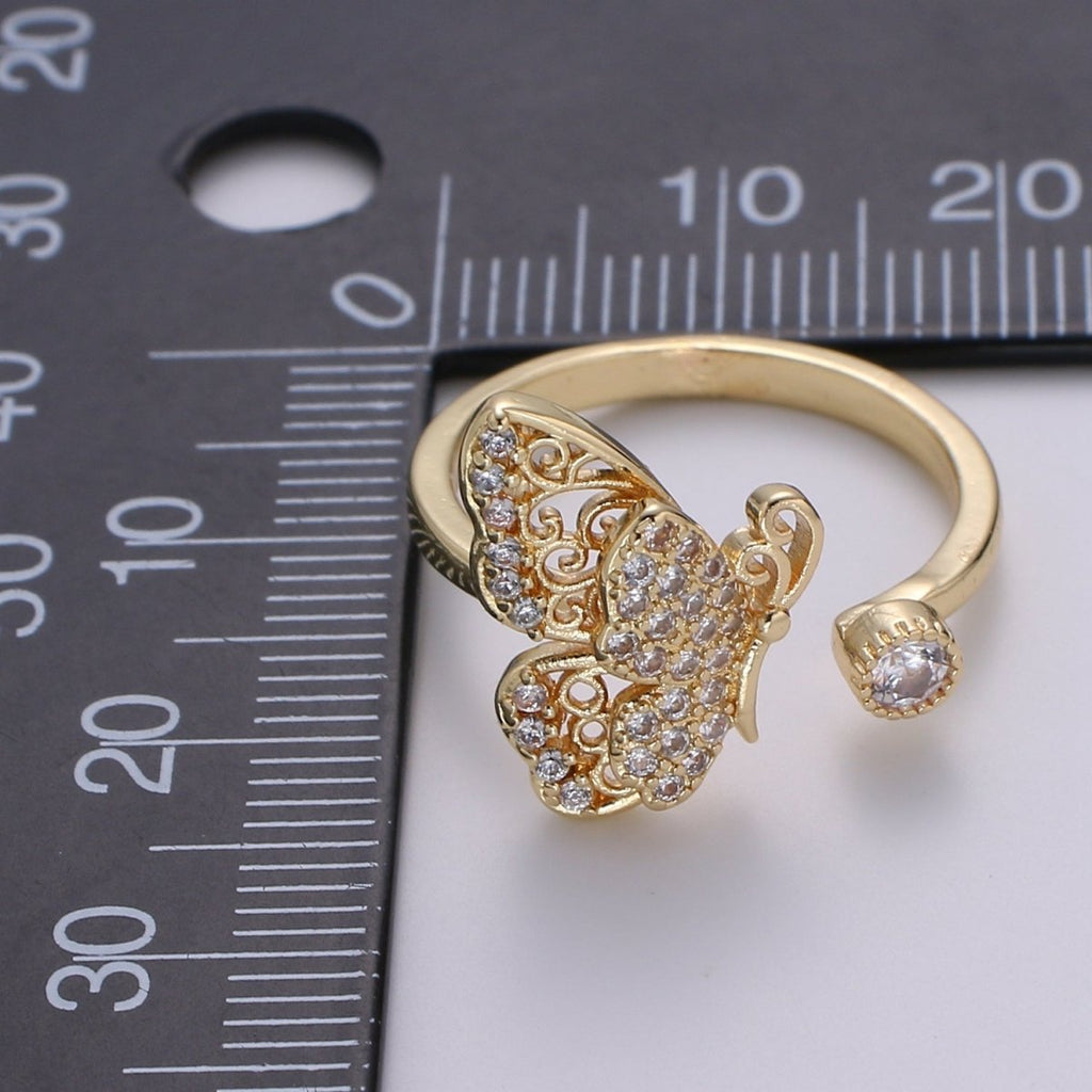 Elegant 18K Gold plated Butterfly Adjustable Ring O-359 - DLUXCA