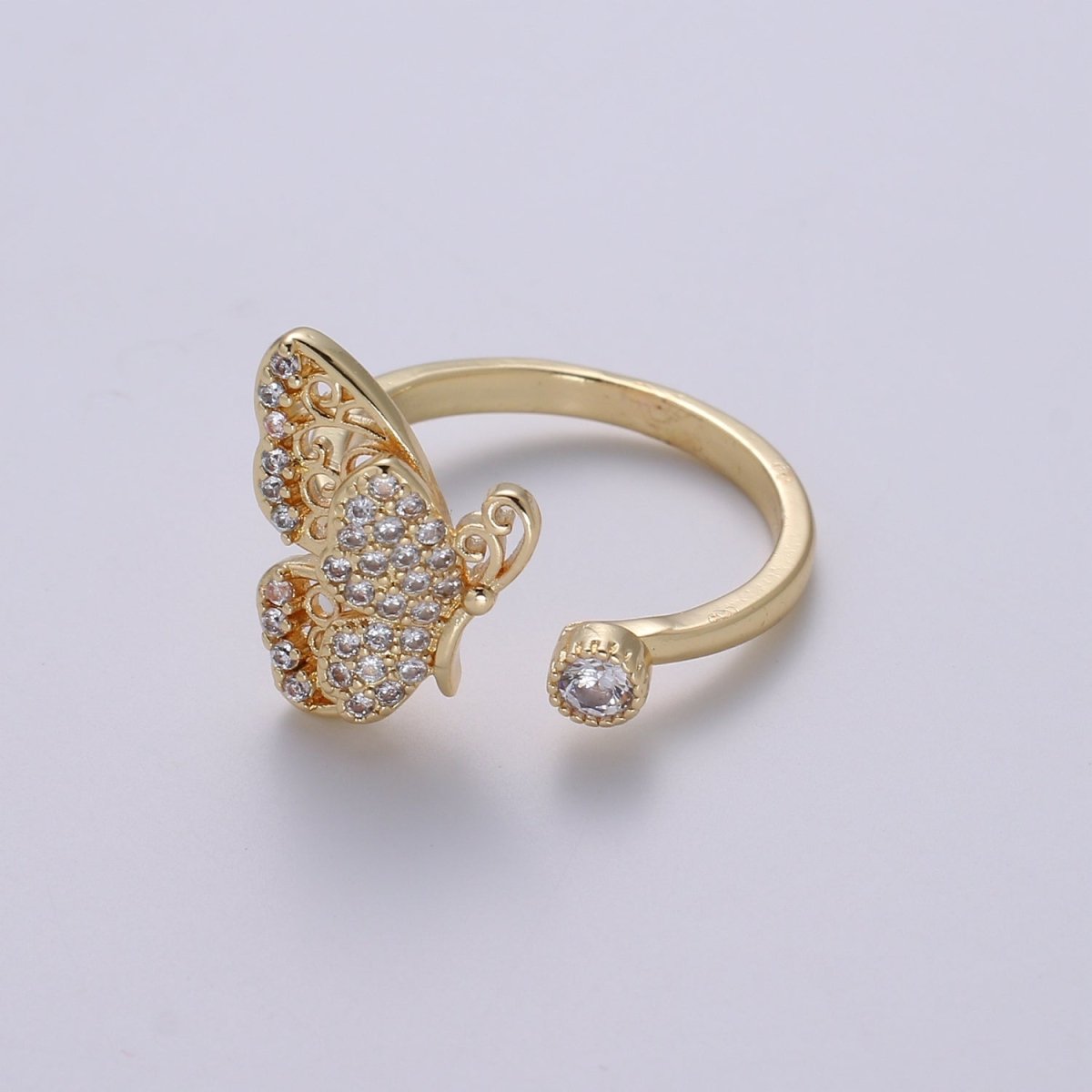 Elegant 18K Gold plated Butterfly Adjustable Ring O-359 - DLUXCA