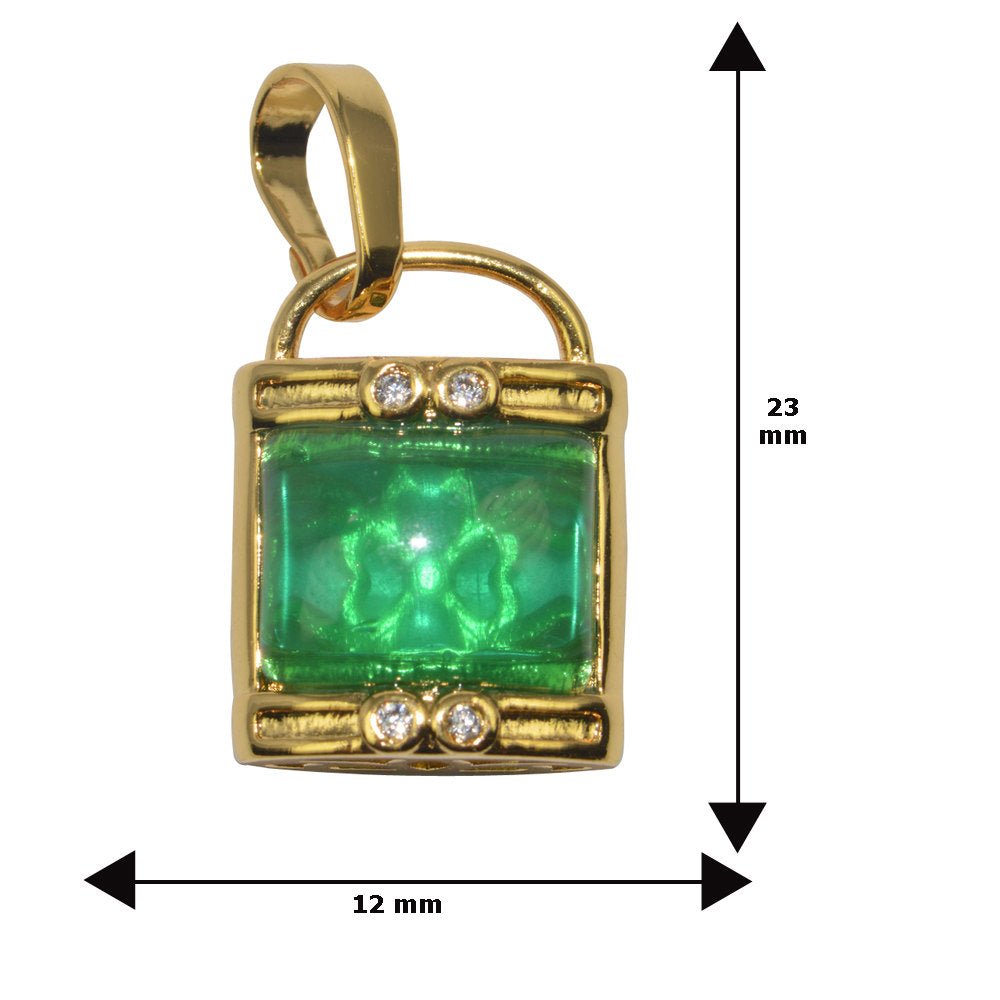Elegant Jade Emerald Natural Wisdom Healing Dream Stone Gold plated Gemstone Necklace Jewelry Pendant Lock Lucky Clover Charm - DLUXCA