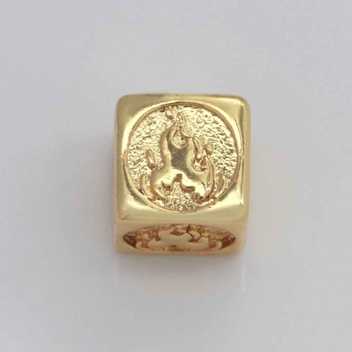 Element Bead Collection Gold Element Charm Fire Wind Earth Ocean Wave Bead Spacer 14K Gold plated Cube Beads for Bracelet Supply B-637 to B-640