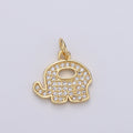 Elephant 14K Gold plated Charm Good Luck Charms, Micro Pave Deity Charm, Clear CZ Gold Charm, Wisdom Charm Dainty Jewelry Supply D-760 - DLUXCA