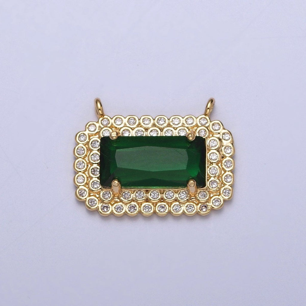 Emerald Green Baguette Connector Supply Component For Jewelry Making G-924 - DLUXCA