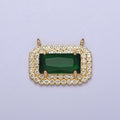 Emerald Green Baguette Connector Supply Component For Jewelry Making G-924 - DLUXCA