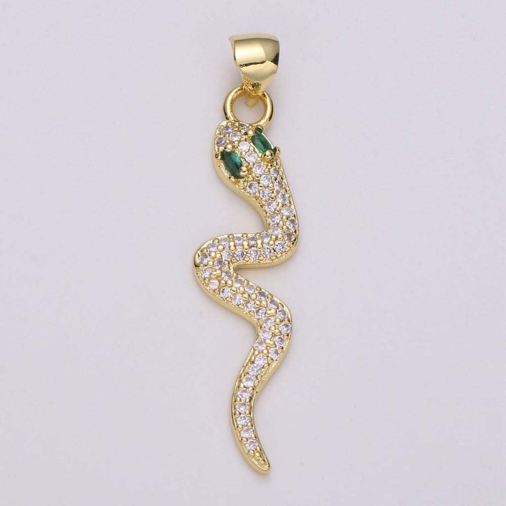 Emerald Green Gold plated Snake Pendants I-883~I-884 - DLUXCA